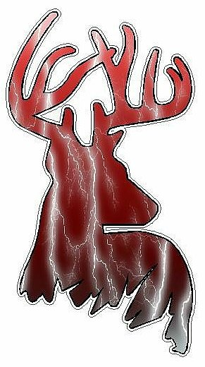 Deer Head Decal 44 - Lightning Red
