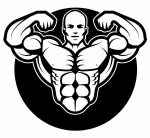 MUSCLES B&W GUY STICKER