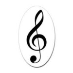 music symbol oval black and white sticker