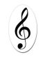 music symbol oval black and white sticker