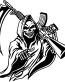 reaper with gun control B&W sticker