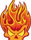 skull with cool orange flame design sticker