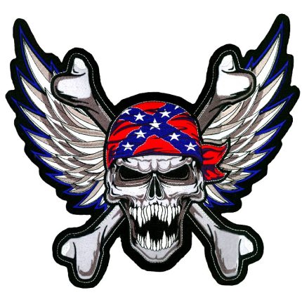 01 WINGED REBEL SKULL AND CROSSBONES STICKER