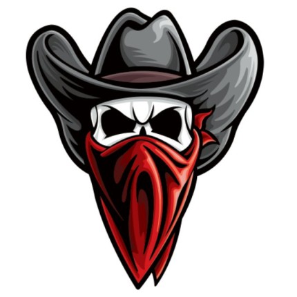 cowboy skull robber color sticker