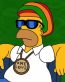 Homer with Rasta Hat Decal