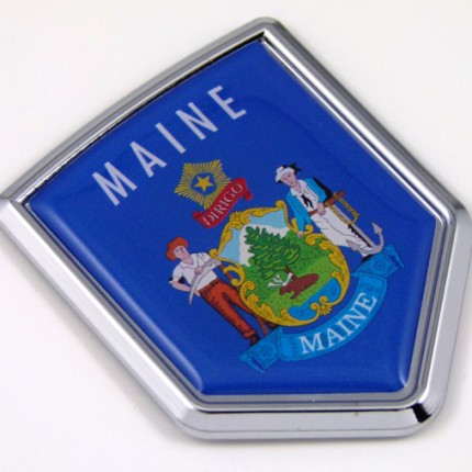 maine US state flag domed chrome emblem car badge decal