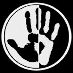 NO RACISM HAND ROUND B&W STICKER