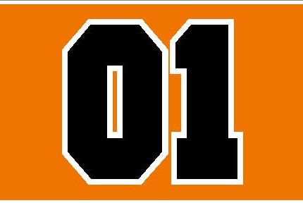 01 Rebel Dukes Race Number Sticker black and orange