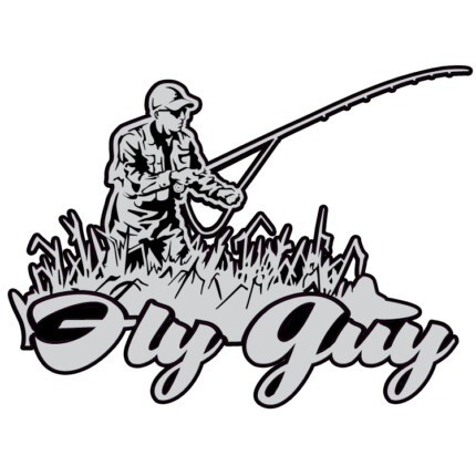 GRAY BLACK WHITE flu guy fishing sticker