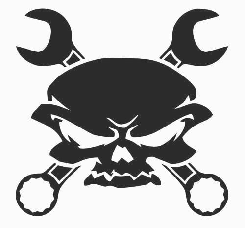 Skull with Wrenches Crossbones Die Cut Decal