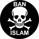 ban islam round sticker