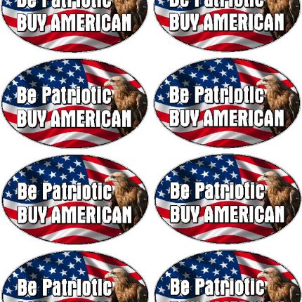 BE PATRIOTIC BUY AMERICAN OVAL with eagle eight pack 8-1.5x2in