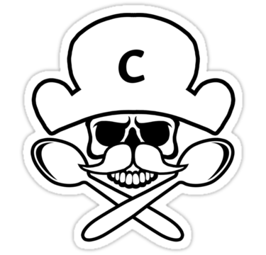 captian crunch skull B&W sticker