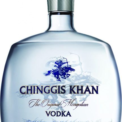 Chinggis Khan Vodka Bottle Shaped Sticker