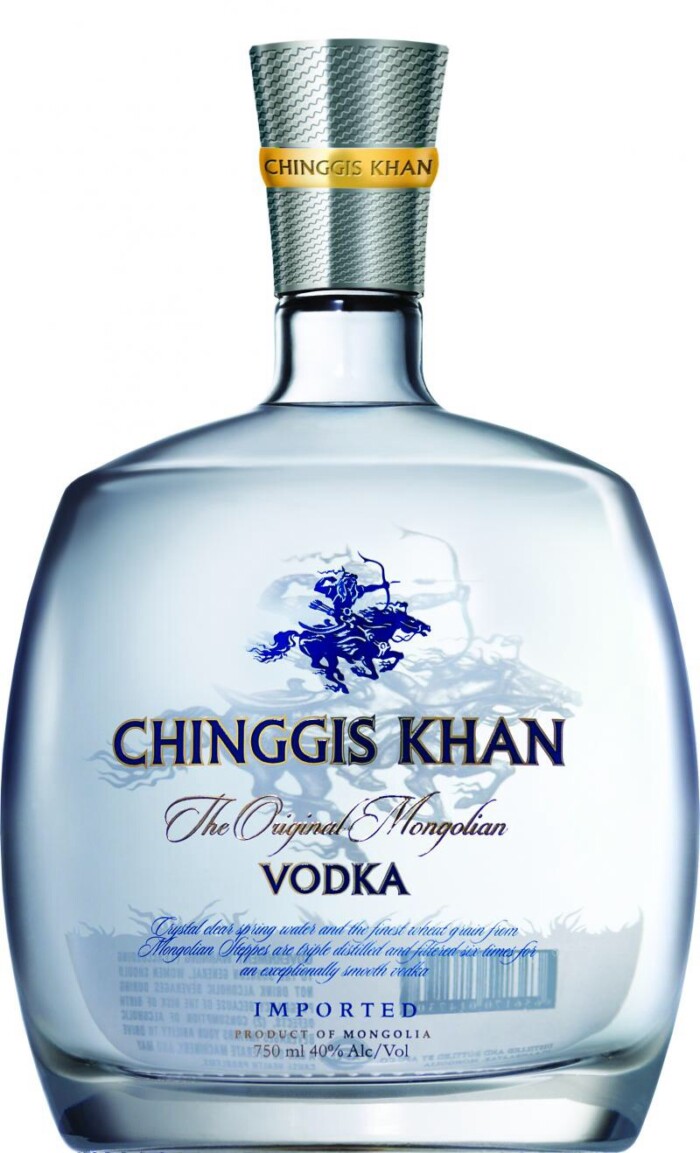 Chinggis Khan Vodka Bottle Shaped Sticker