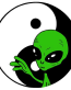 GREEN ALIEN YIN YANG STICKER
