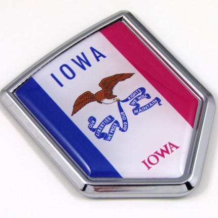 iowa US state flag Crest domed chrome emblem car badge decal