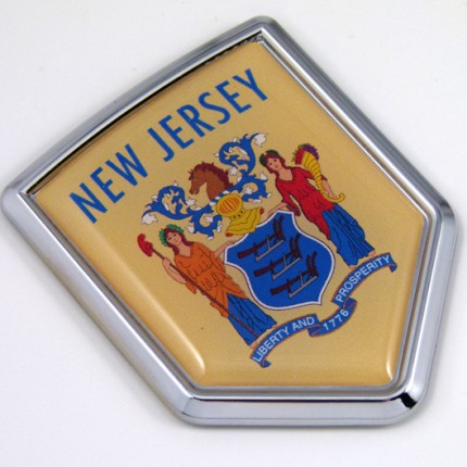 new jersey US state flag domed chrome emblem car badge decal