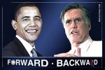 Obama Forward Romney Backwards Bumper Sticker