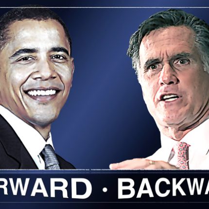 Obama Forward Romney Backwards Bumper Sticker