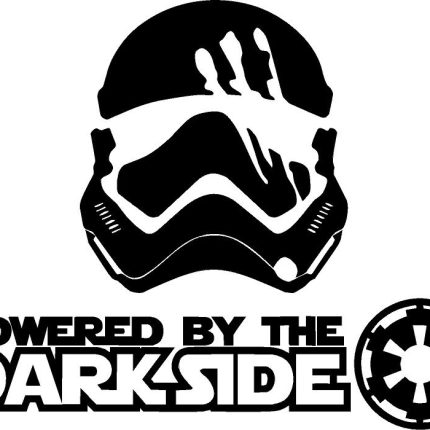 POWERED MY THE DARKSIDE DIE CUT STAR WARS DECAL