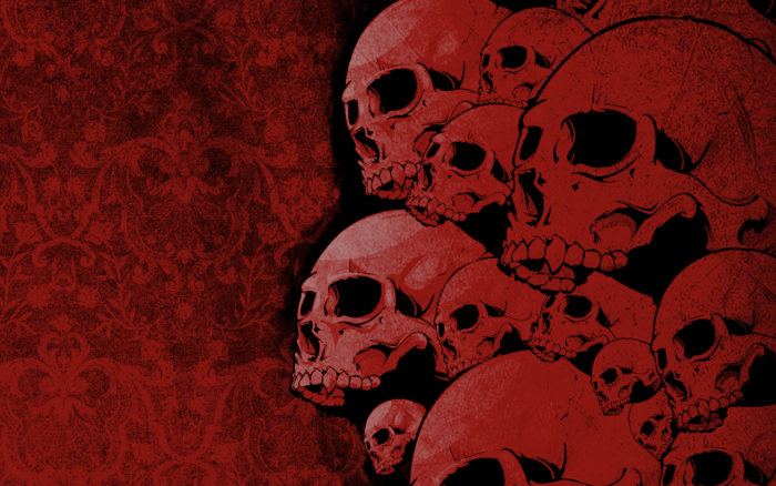 skulls pattern red sticker