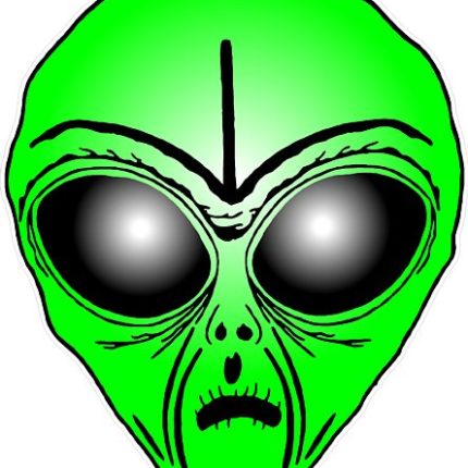 Alien Head Sticker 5 LIME GREEN