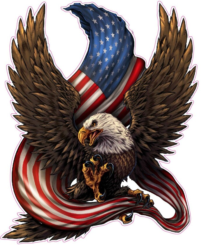 American-eagle Bald-Eagle-American-Flag - Pro Sport Stickers