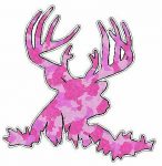 Deer Head Decal 55 - Camo Pink