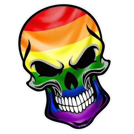 gothic-biker-skull-with-lgbt-gay-pride-rainbow-flag sticker