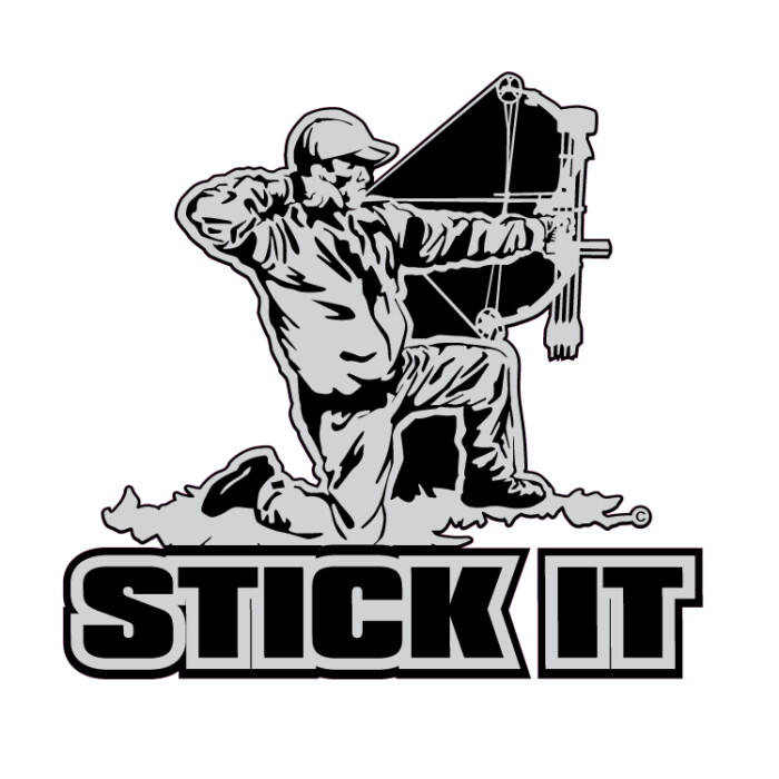 GRAY BLACK WHITE STICK IT sticker