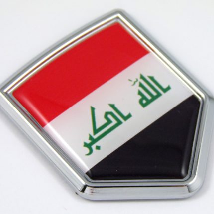 Iraq 3D Chrome Flag Crest Emblem Car Decal