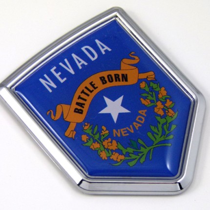 nevada US state flag domed chrome emblem car badge decal