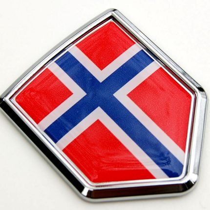 Norway Flag Crest Decal Car Chrome Emblem Sticker