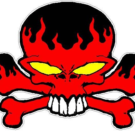 Red Skull with Flames Color Sticker