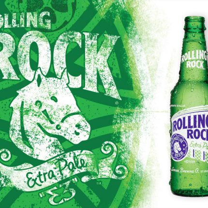 rolling rock logo and bottle sticker