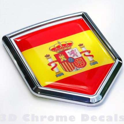 Spain Flag Crest Spanish Emblem Chrome Car Decal Sticker