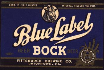 Blue Label Bock Beer Label