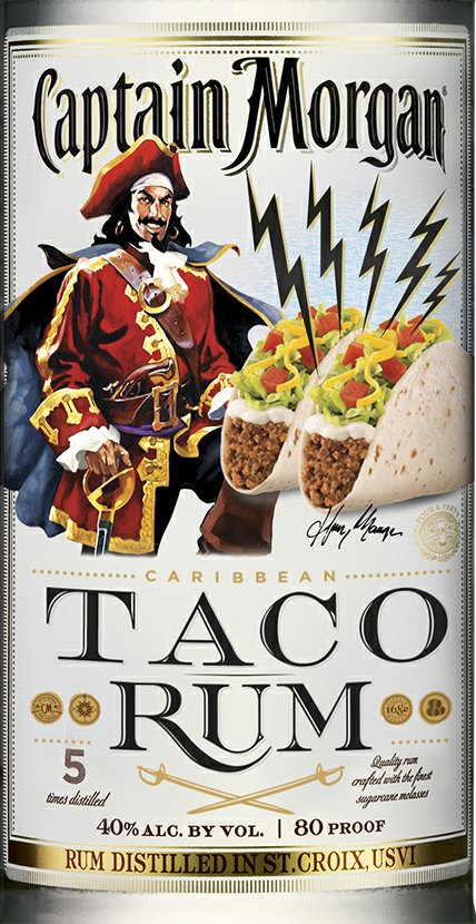 captain morgan taco rum lable sticker