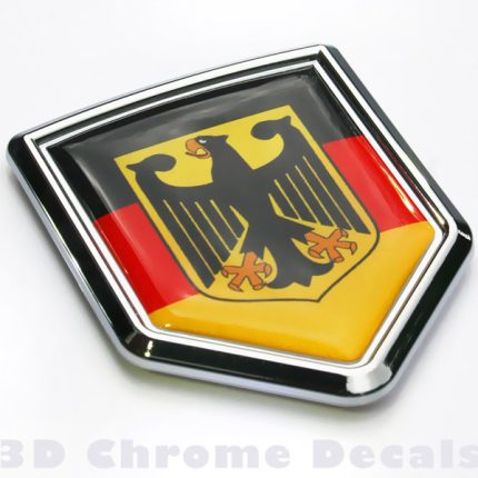 German Decal Germany Flag Crest Car Chrome Emblem Sticker