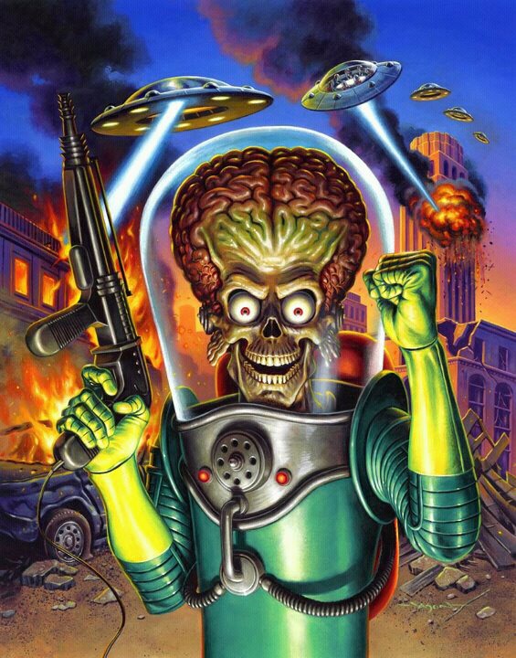 Mars Attacks Alien Car Sticker 1