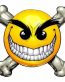 Color Smile Face with Crossbones Decal