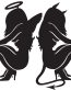 Angel and Devil Sitting Decal 1