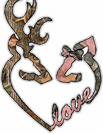 DEER HEADS HEART FILLS with LOVE camo nature with pink