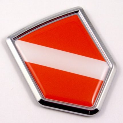 Diver Flag Logo 3D Shield Emblem Domed Sticker