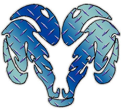 Dodge Ram Tribal Logo - Diamond Plate BLUE - Pro Sport Stickers