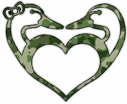 Duck Hunting LOVE Sticker 2 FILLS Camo Green