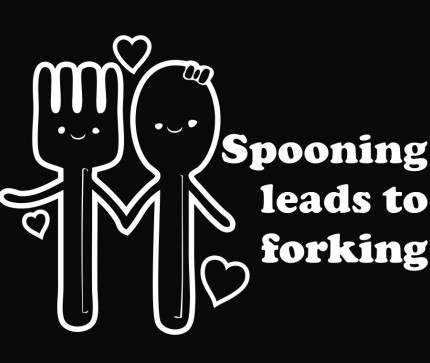 Funny Spooning Leads to Forking Die Cut Vinyl Decal Sticker
