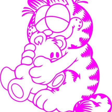 Garfield Hugging Teddy Diecut Sticker 2