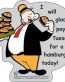 Popeye Whimpy Hamburger Decal Sticker